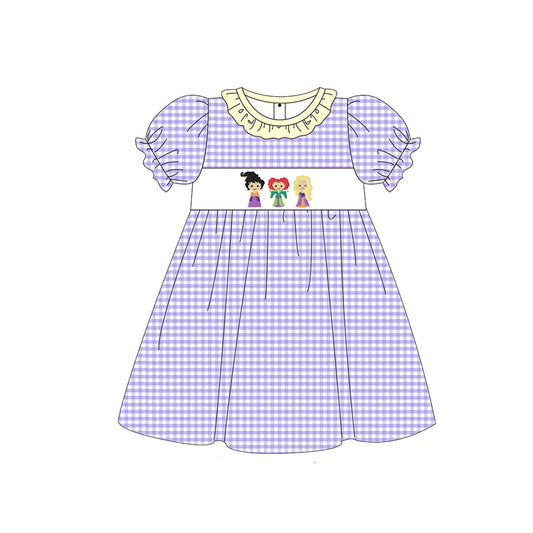 presale GSD1258 Witch Purple Plaid Short Sleeve Dress