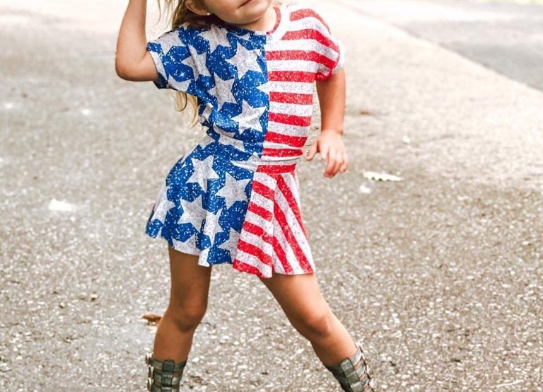 GSD1263  Baby Girls Stars Stripes 4th Of July Shirt Skirt Clothes Sets