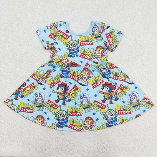 GSD1266 blue short sleeve dress