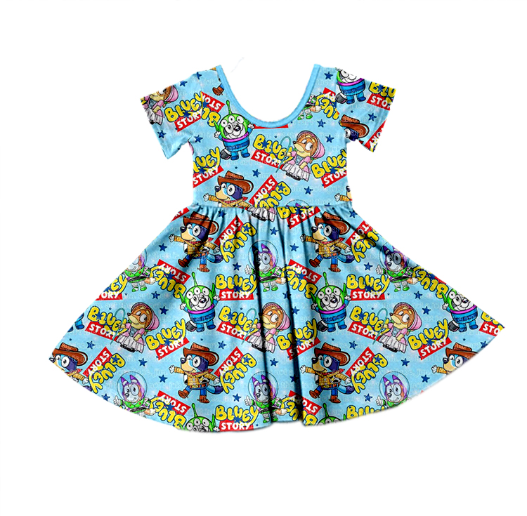 GSD1266 blue short sleeve dress