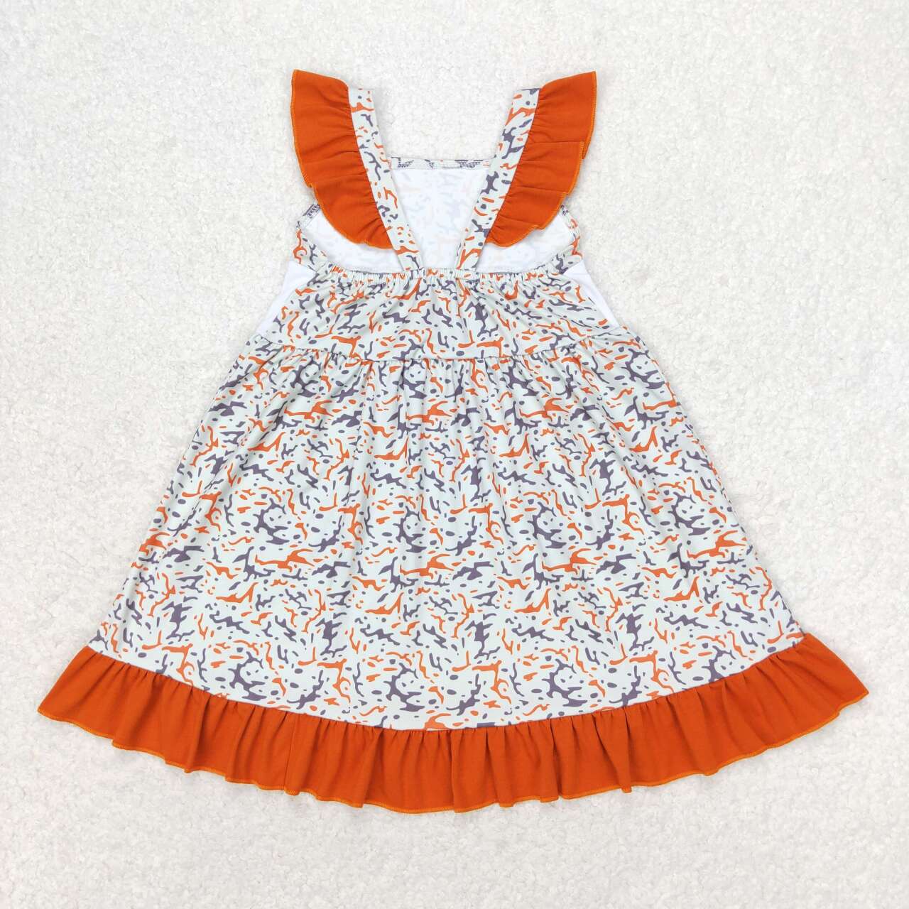 GSD1271 Embroidered Duck Camouflage Brown Lace Fly Sleeve Dress