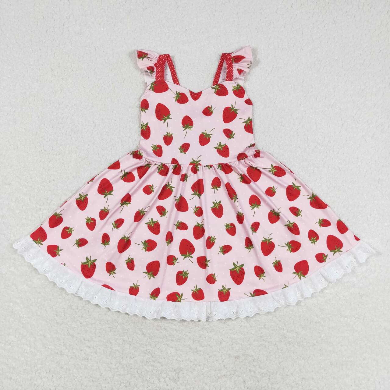 GSD1273 Strawberry Lace Pink Fly Sleeve Dress D 4.19