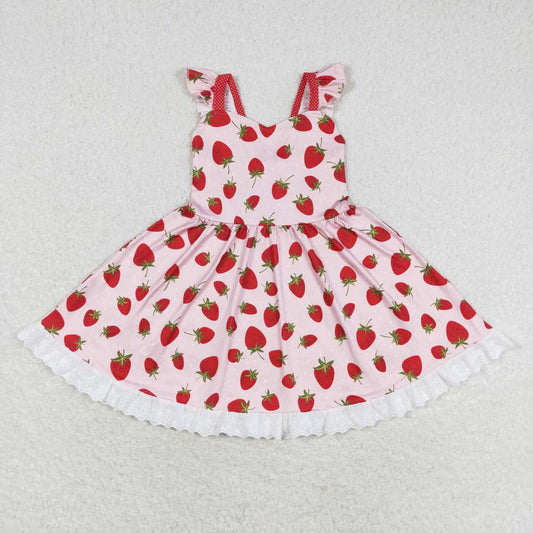 GSD1273 Strawberry Lace Pink Fly Sleeve Dress D 4.19