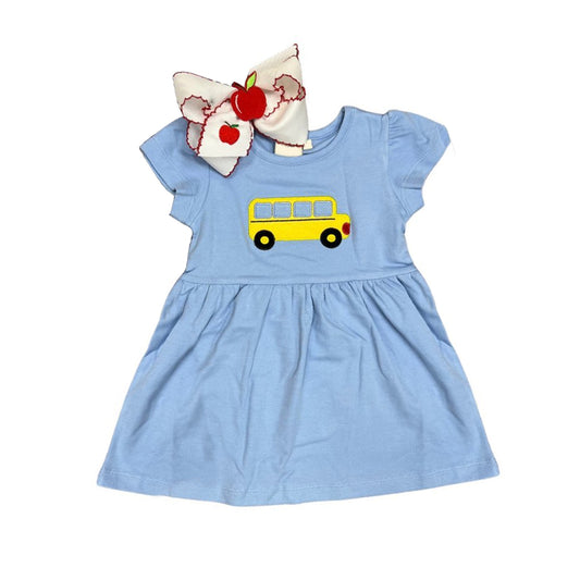 presale GSD1282 School bus blue short sleeve dress