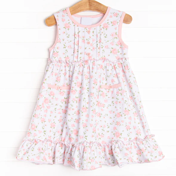 presale GSD1285 Floral floral pink white sleeveless dress
