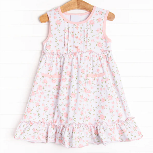 presale GSD1285 Floral floral pink white sleeveless dress