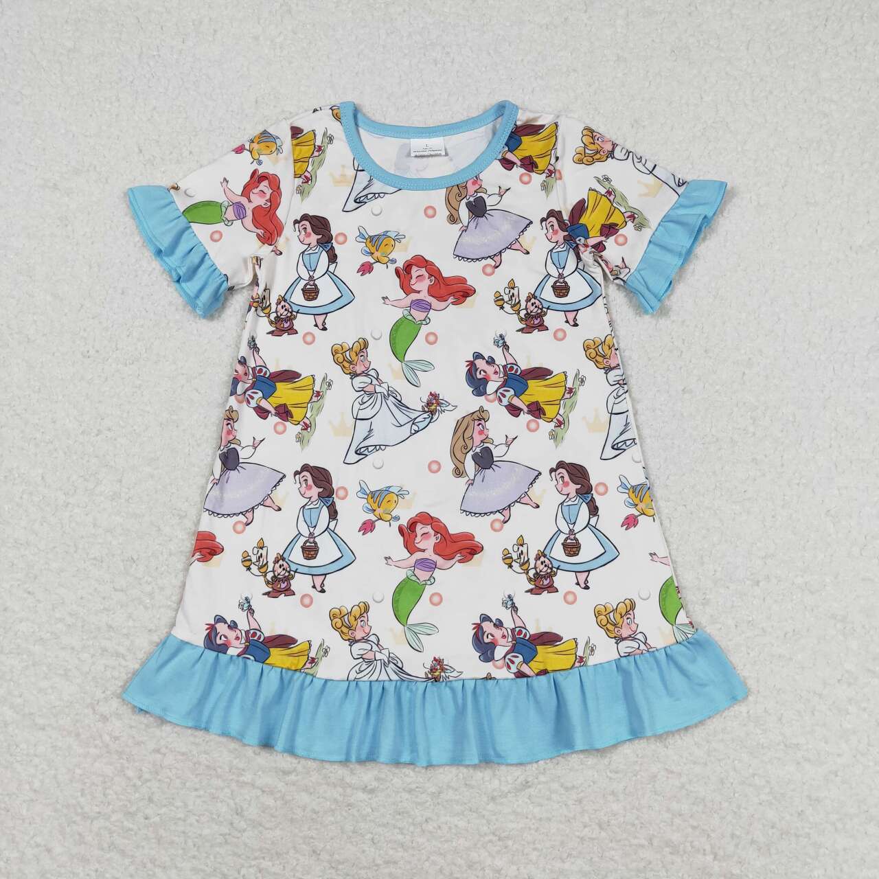 GSD1291 Cartoon Princess Blue Lace Short Sleeve Dress