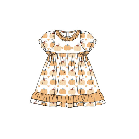 presale GSD1299 Pumpkin Heart Orange Lace Short Sleeve Dress