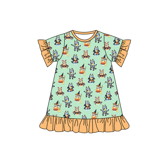 presale GSD1306 Halloween yellow-green short-sleeved dress