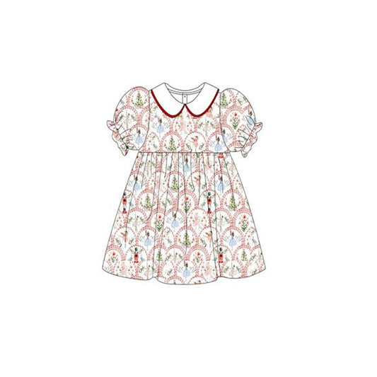 presale GSD1354 White short-sleeved dress with Christmas tree nutcracker doll collar