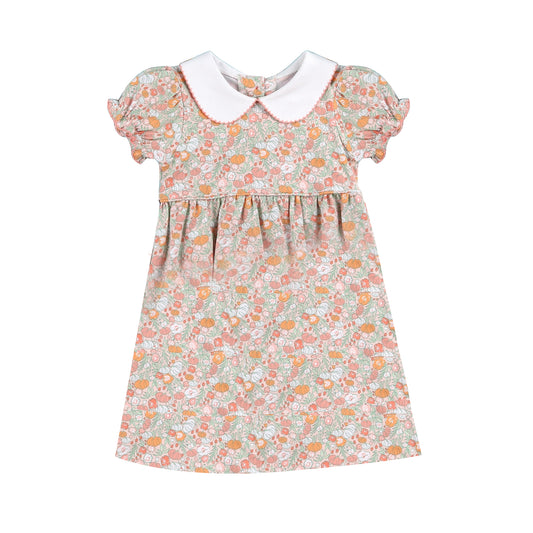 presale GSD1377 Pumpkin Leaf Flower Doll Collar Pink Short Sleeve Dress