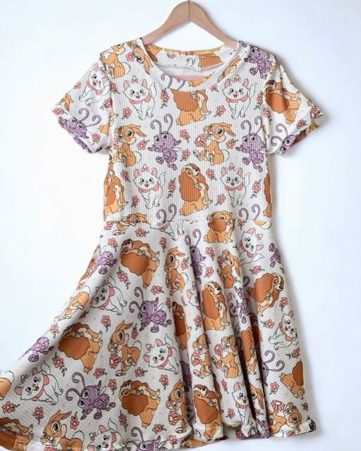 presale GSD1402 Cartoon Ant Rabbit Kitten Short Sleeve Dress