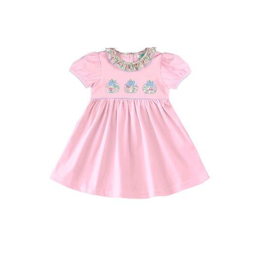 presale GSD1417 Embroidered Pumpkin Lace Pink Short Sleeve Dress 2024 7.27