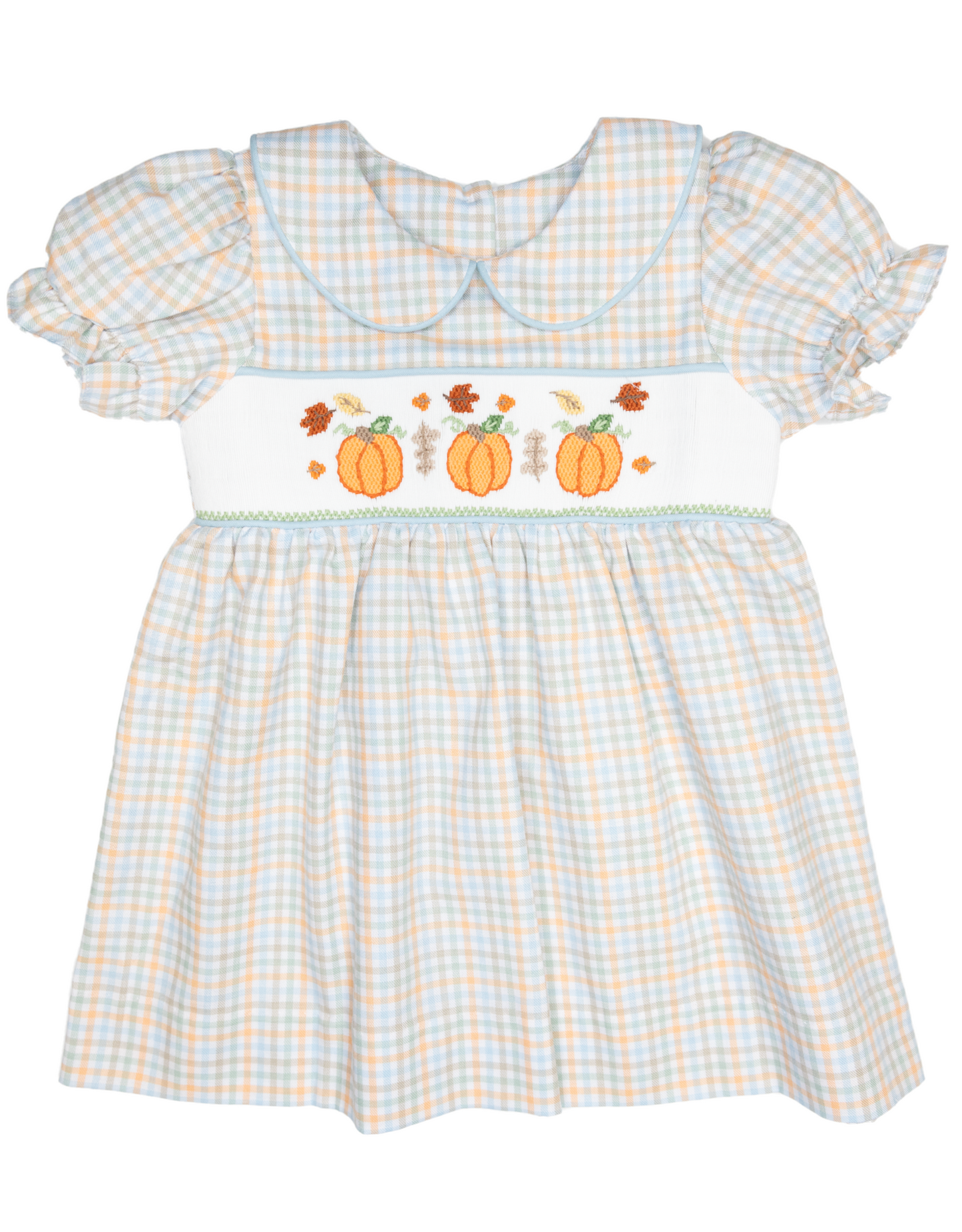 presale GSD1420 Pumpkin Collar Plaid Short Sleeve Dress 2024 7.29