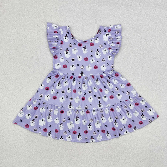 GSD1425 Ghost Bat Pumpkin Blue Purple Lace Sleeveless Dress