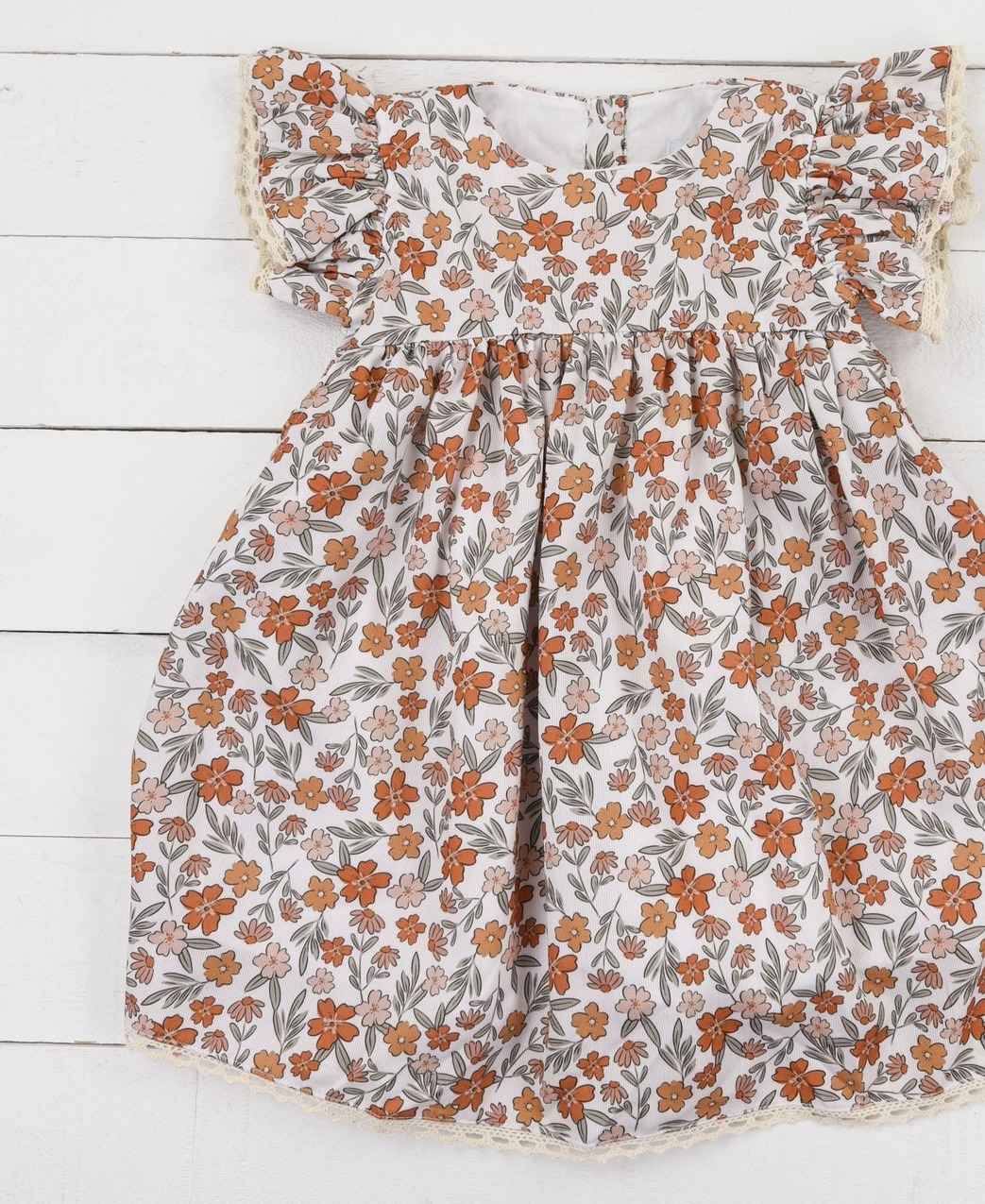 presale GSD1430  Orange Flower and Leaf Short Sleeve Dress 2024 9.18