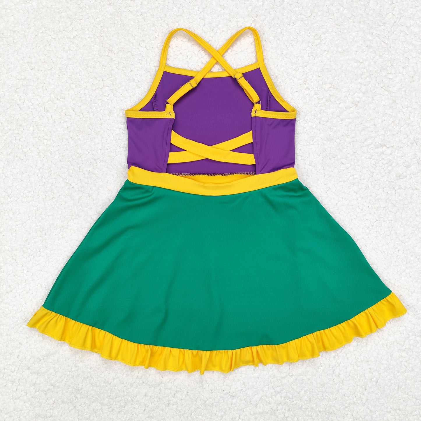 GSD1431 Yellow Lace Purple Green Sports Sleeveless Dress