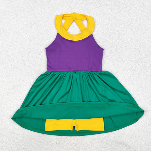 GSD1433 Baby Girls Purple Mardi Gras Active Wear Athletic Dresses