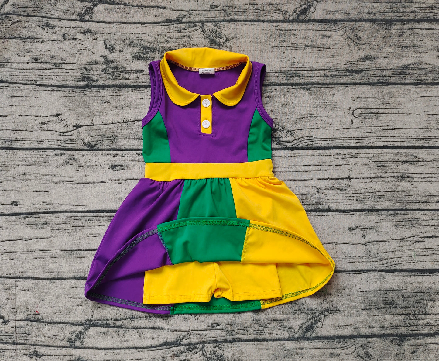 GSD1434 Baby Girls Purple Mardi Gras Active Wear Knee Length Dresses