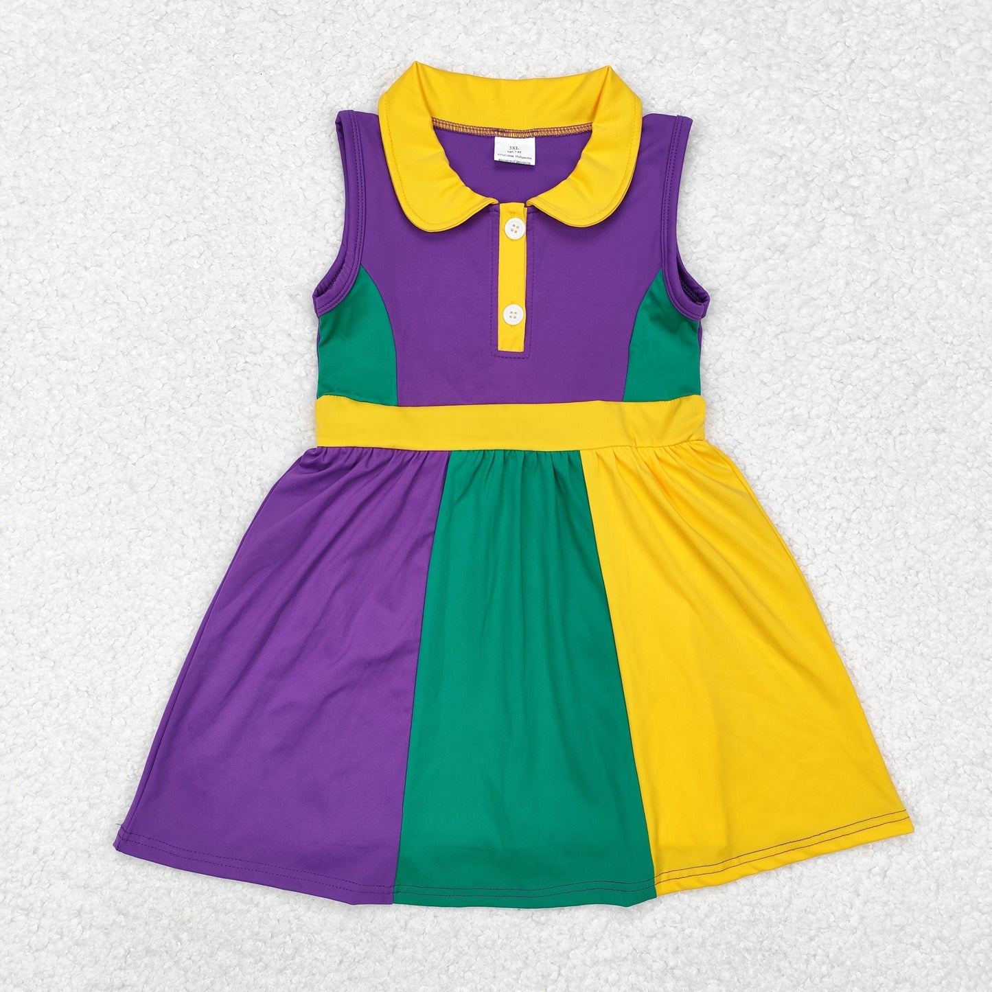 GSD1434 Baby Girls Purple Mardi Gras Active Wear Knee Length Dresses