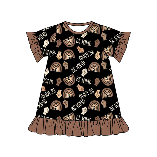 presale GSD1439 Rainbow Brown Lace Black Short Sleeve Dress 2024 9.27