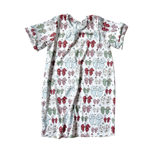 presale GSD1440 White short-sleeved dress with Christmas bow pattern 2024 9.28