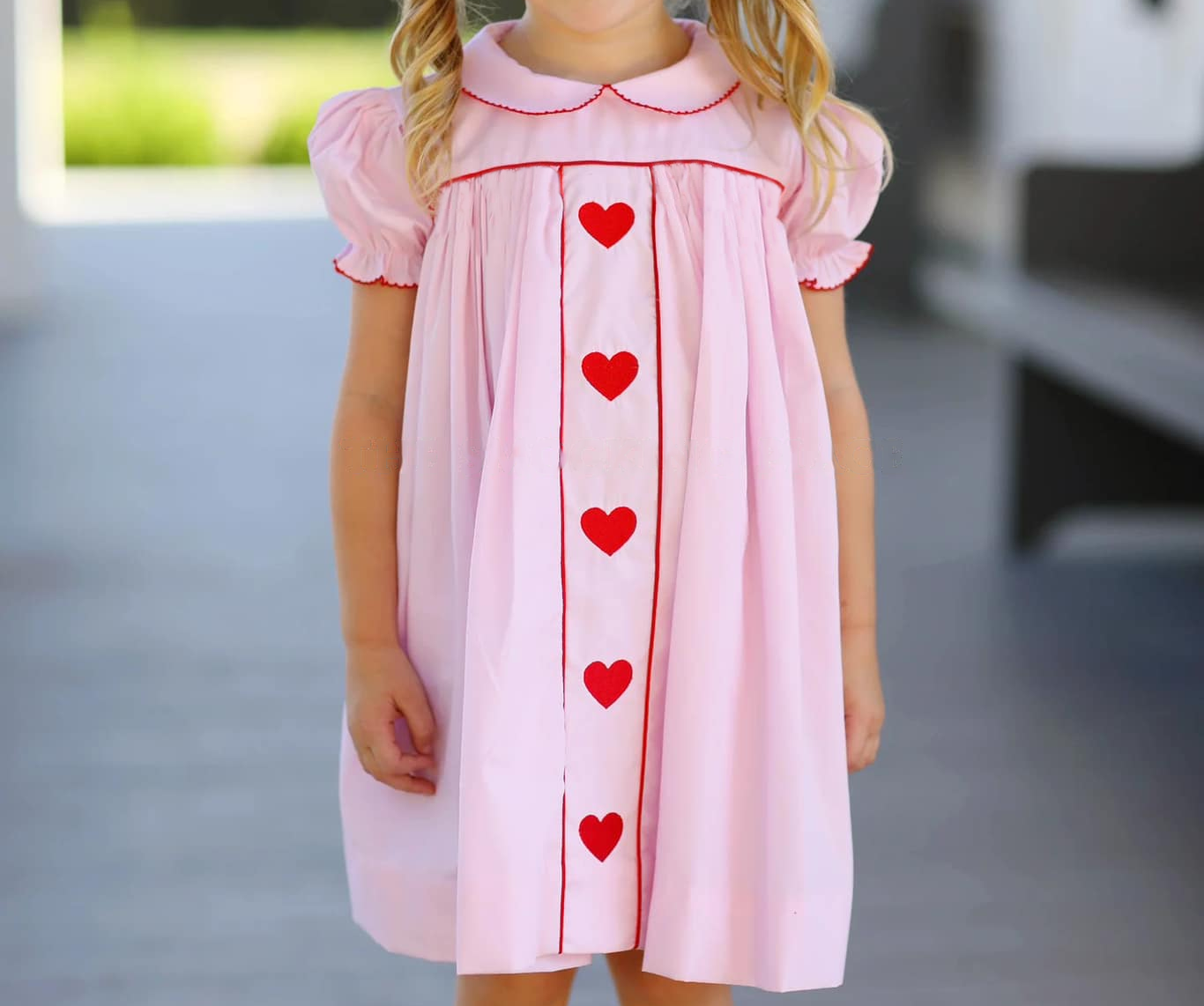 presale GSD1453 Red heart pink short-sleeved dress  2024 10.8