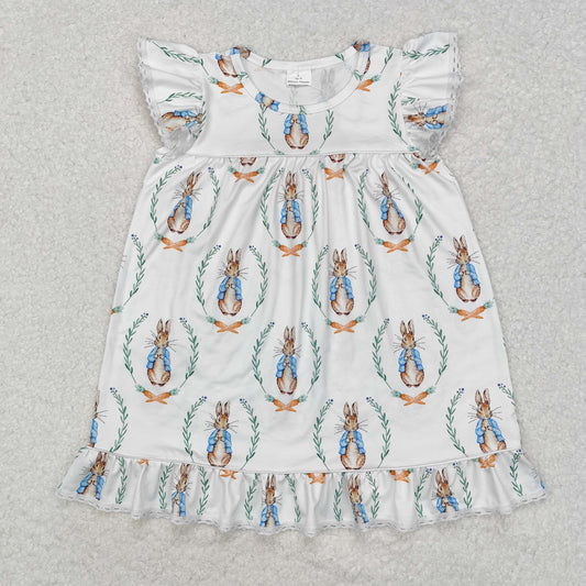 GSD1458 Easter Bunny White Fly Sleeve Dress