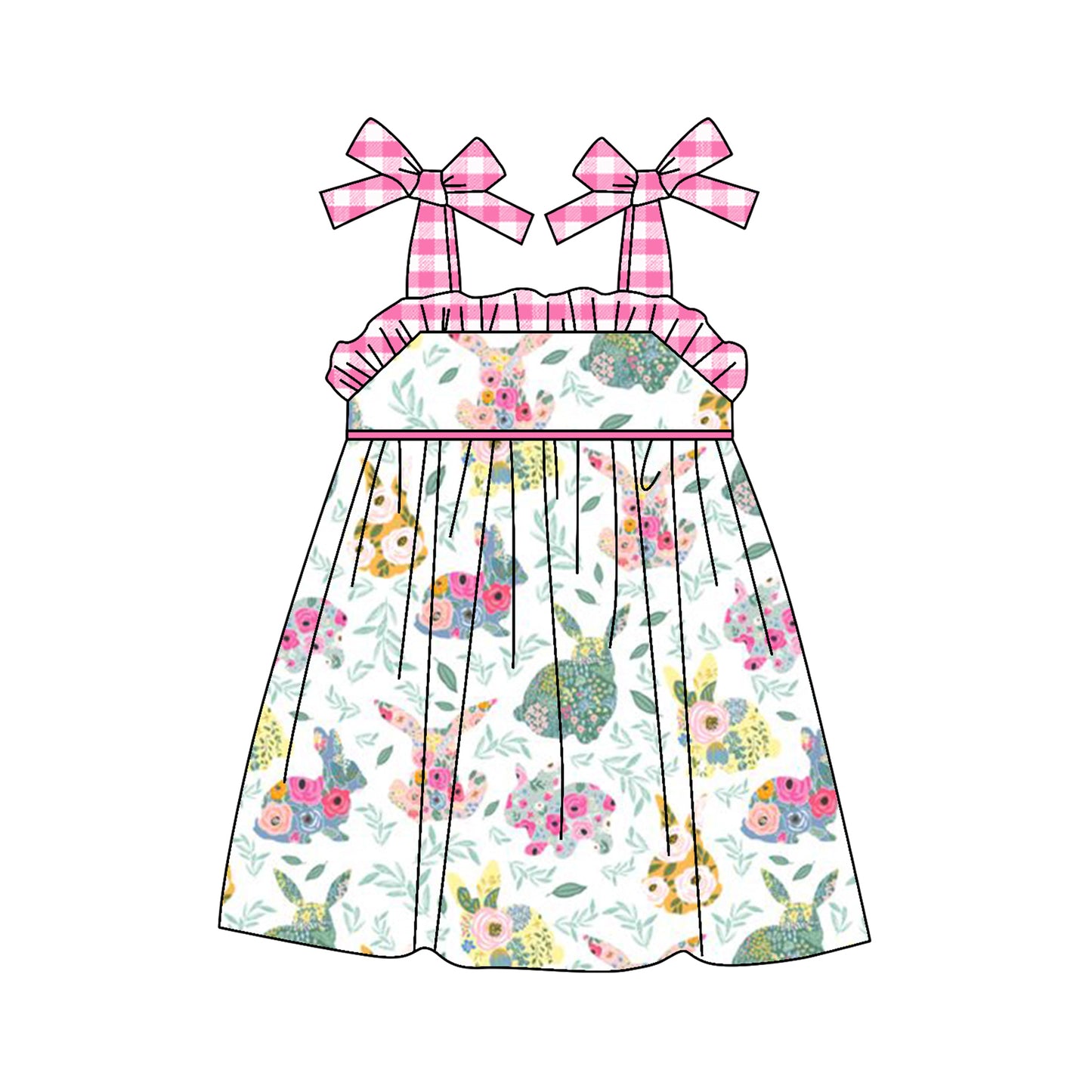 presale GSD1460 Easter Bunny Flower Leaf Rose Red Plaid Lace Suspender Dress  2024 10.10