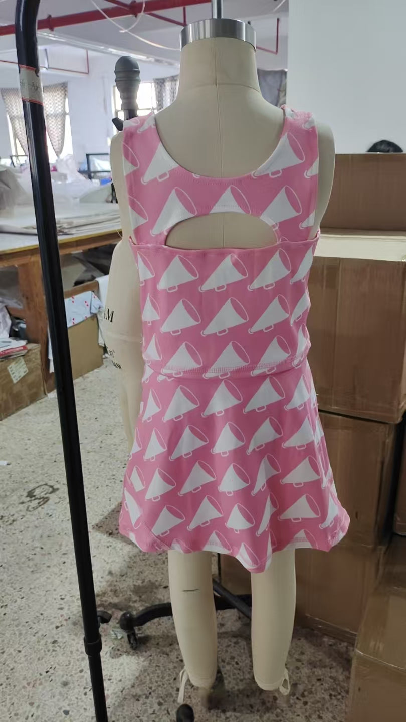 GSD1467 Baby Girls Megaphone Pink Sleeveless Pants Skirt Set  D 4.12