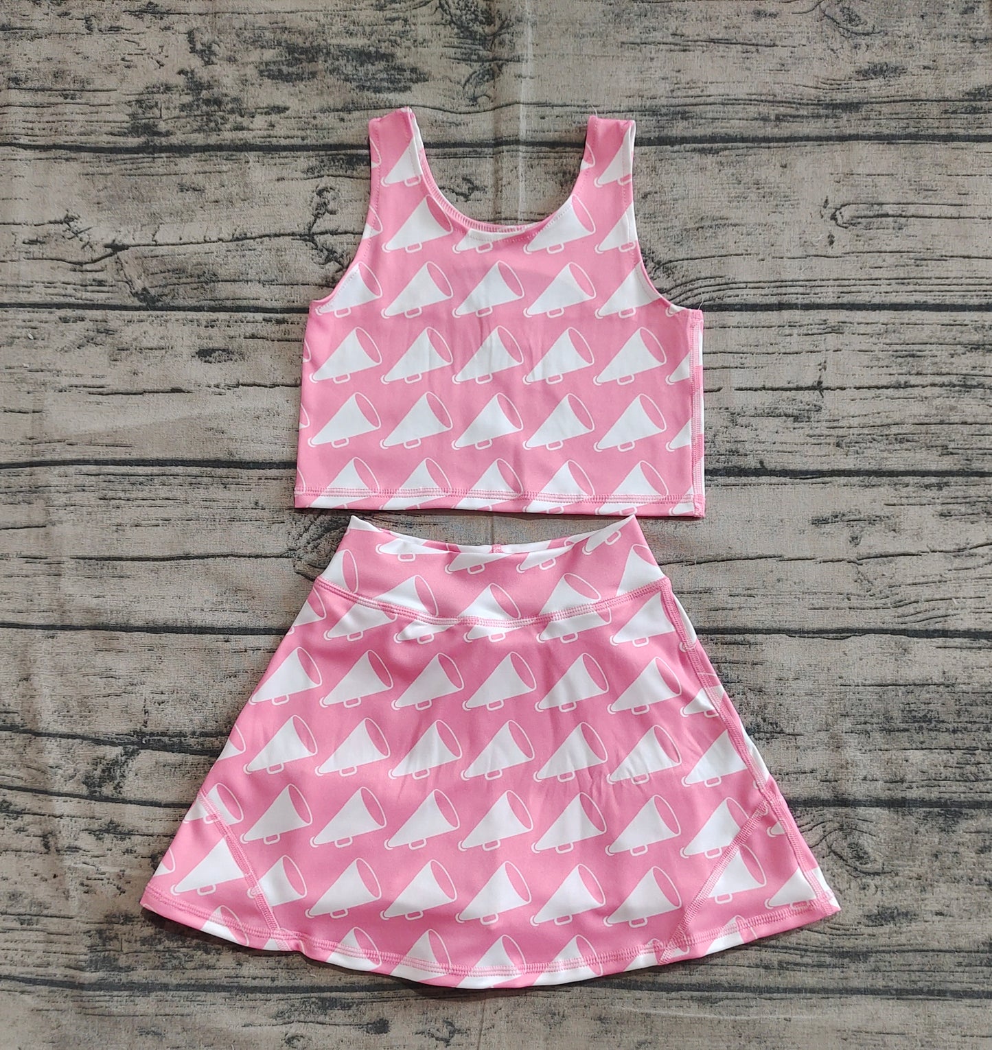 GSD1467 Baby Girls Megaphone Pink Sleeveless Pants Skirt Set  D 4.12