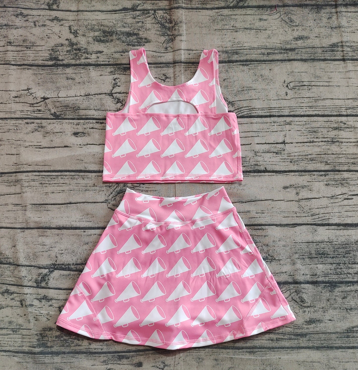 GSD1467 Baby Girls Megaphone Pink Sleeveless Pants Skirt Set  D 4.12