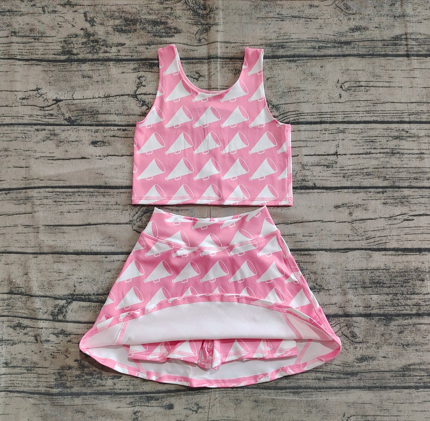 GSD1467 Baby Girls Megaphone Pink Sleeveless Pants Skirt Set  D 4.12