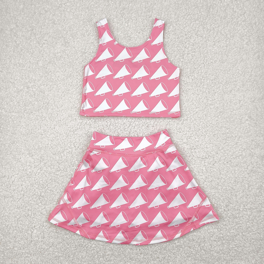 GSD1467 Baby Girls Megaphone Pink Sleeveless Pants Skirt Set D 4.12