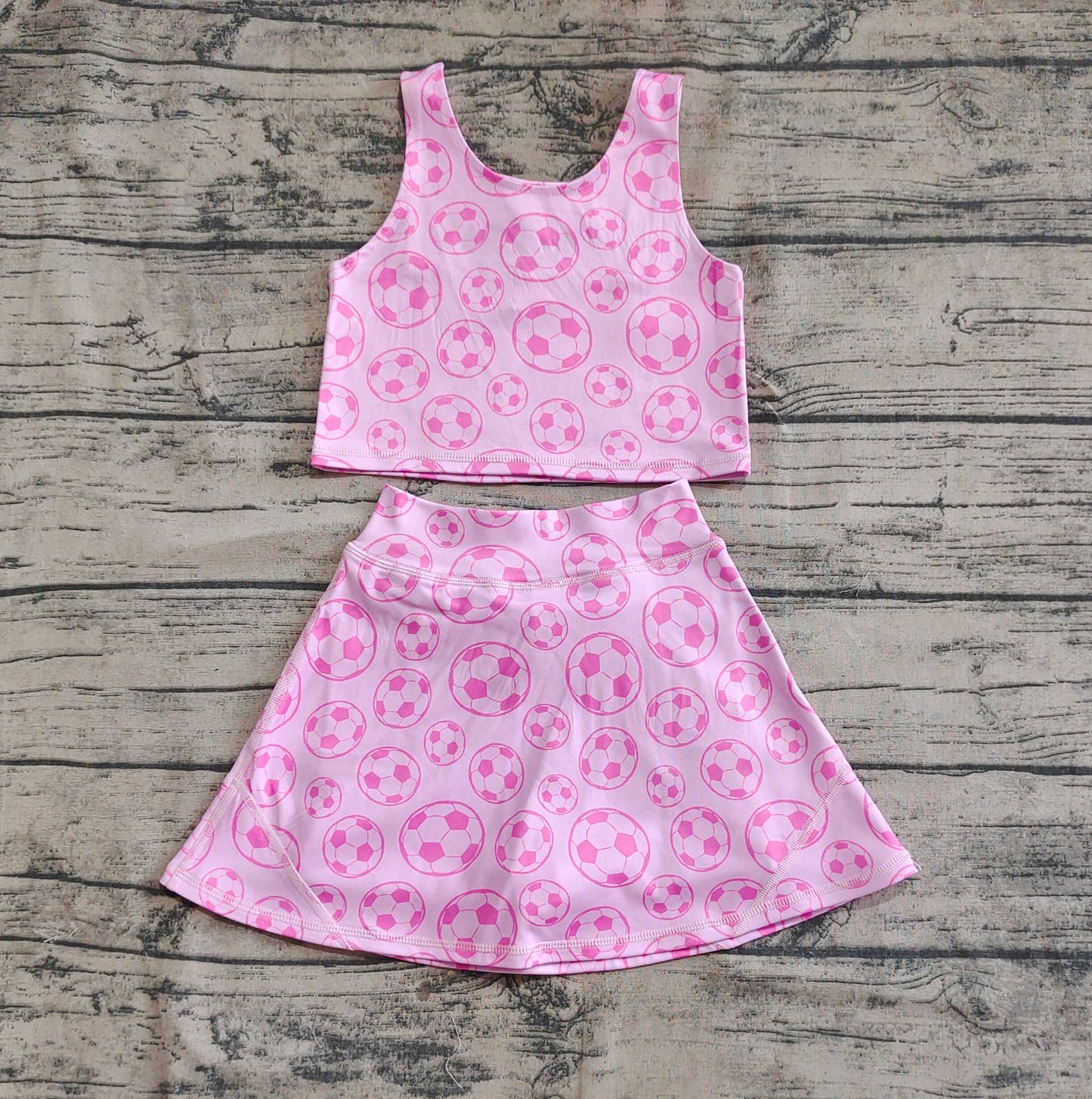 GSD1468  Baby Girls Football Pink Sleeveless Pants Skirt Set  D 4.16