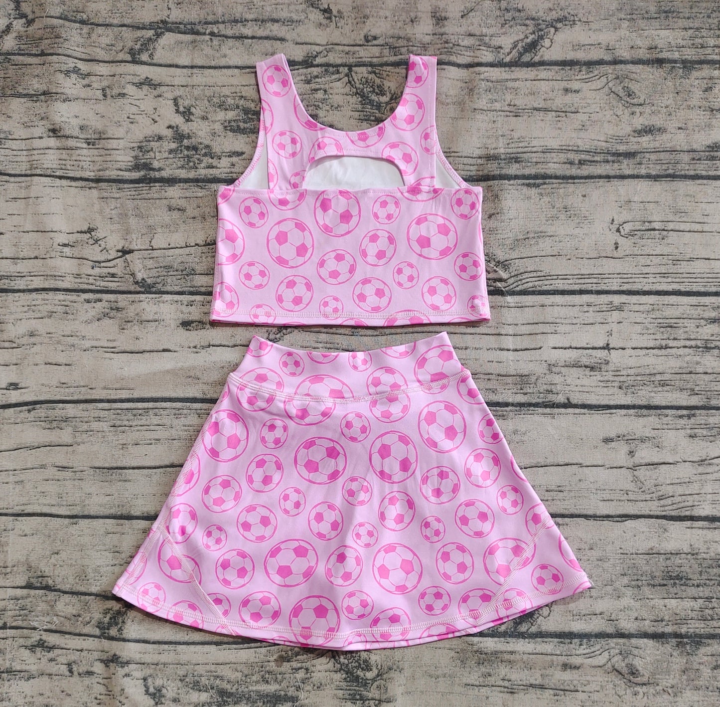 GSD1468  Baby Girls Football Pink Sleeveless Pants Skirt Set  D 4.16