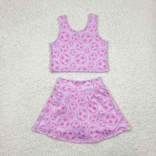 GSD1468  Baby Girls Football Pink Sleeveless Pants Skirt Set  D 4.16