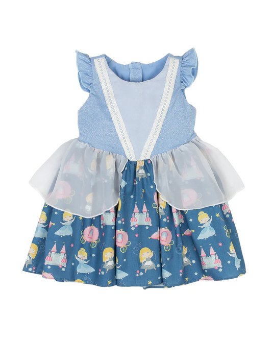 presale GSD1469 Cartoon Lace Blue Fly Sleeve Dress 2024 10.16