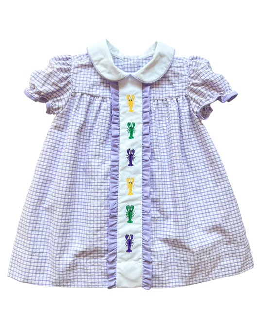 presale GSD1473  Carnival Crayfish Purple Plaid Doll Collar Short Sleeve Dress  2024 10.17
