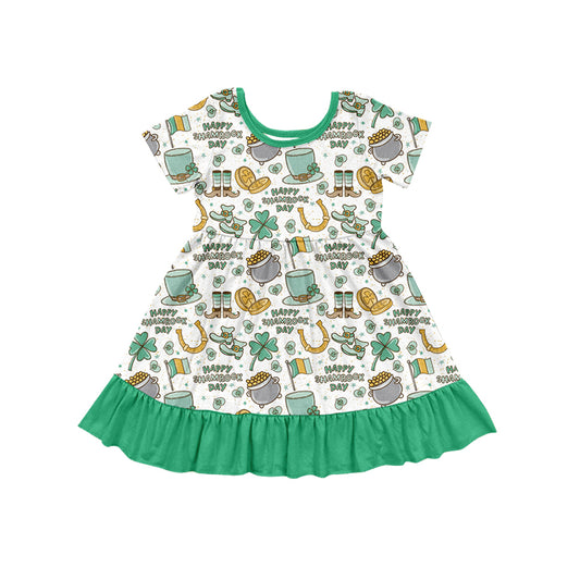 presale GSD1477 Green lace short-sleeved dress with four-leaf clover and gold coins 2024 10.17