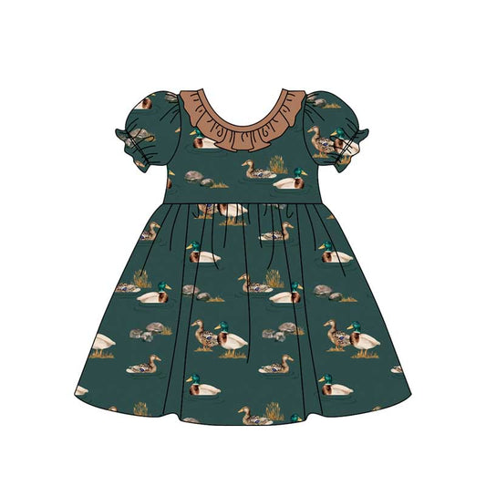 presale GSD1480 Duck Stone Lace Brown Green Short Sleeve Dress 2024 10.18