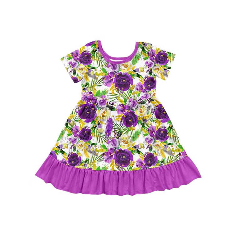 presale GSD1483 Flower and leaf purple lace short-sleeved dress   2024 10.19