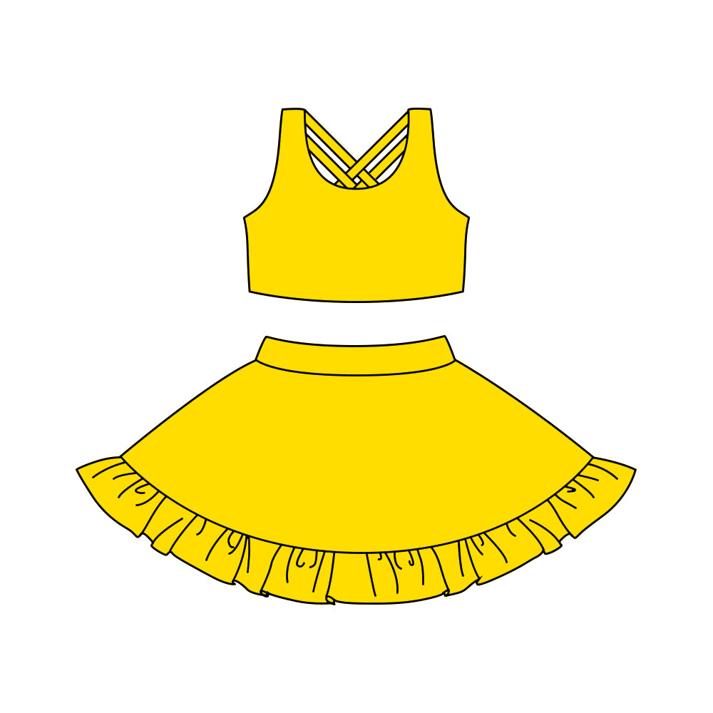 presale GSD1500 Solid yellow yoga vest pants skirt set  2024 10.22