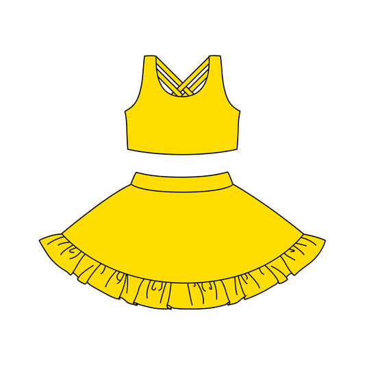presale GSD1500 Solid yellow yoga vest pants skirt set  2024 10.22