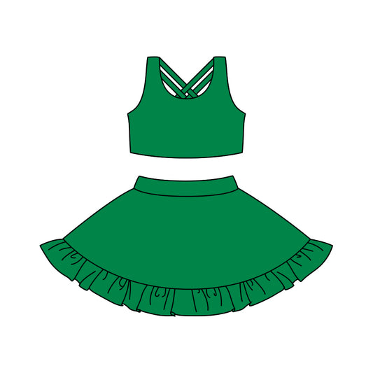 presale GSD1505 Solid green yoga suit vest pants skirt set  2024 10.22