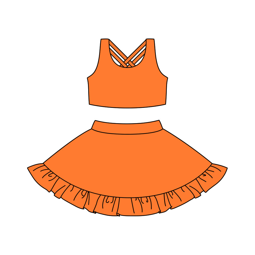 presale GSD1507 Solid orange yoga vest pants skirt set   2024 10.22