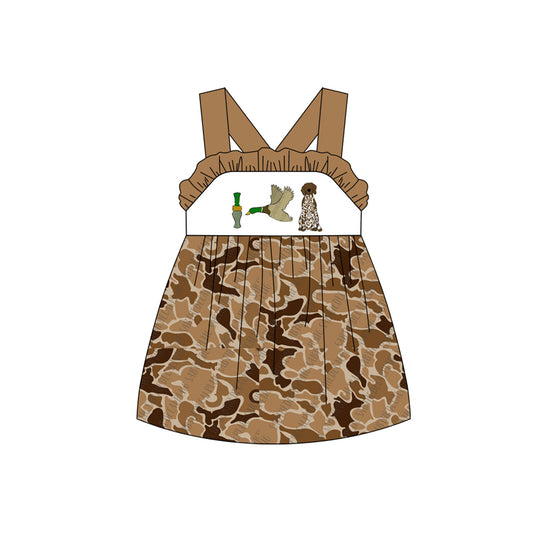 presale GSD1518 Bottle Duck Puppy Camouflage Brown Lace Sleeveless Dress   2024 10.25