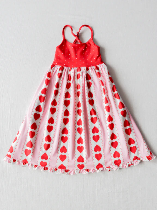 Presale GSD1529 Valentine's Day Heart Striped Polka Dot Pink Sleeveless Dress 2024 10.26