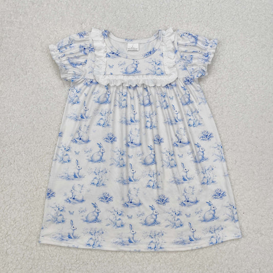 GSD1531 Easter Flower Bunny Lace Short Sleeve Dress