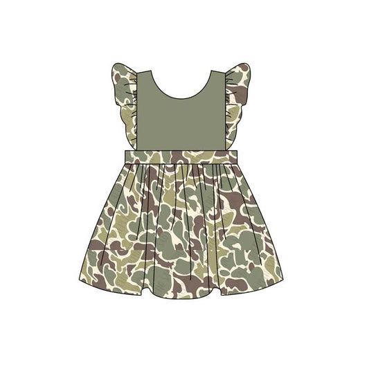 Presale GSD1534 Camouflage Army Green Fly Sleeve Dress 2024 10.29
